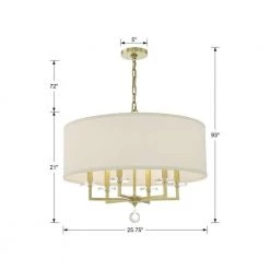 Paxton 6-Light Aged Brass Shaded Chandelier with Silk Shade by Crystorama -Crystorama popular store aged brass crystorama chandeliers 8116 ag 44 1000