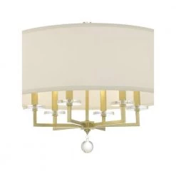 Paxton 6-Light Aged Brass Shaded Chandelier with Silk Shade by Crystorama -Crystorama popular store aged brass crystorama chandeliers 8116 ag 4f 1000