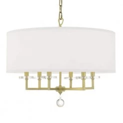 Paxton 6-Light Aged Brass Shaded Chandelier with Silk Shade by Crystorama
