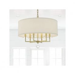 Paxton 6-Light Aged Brass Shaded Chandelier with Silk Shade by Crystorama -Crystorama popular store aged brass crystorama chandeliers 8116 ag 76 1000