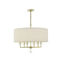 Paxton 6-Light Aged Brass Shaded Chandelier with Silk Shade by Crystorama -Crystorama popular store aged brass crystorama chandeliers 8116 ag fa 1000