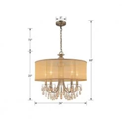 Hampton 5-Light Antique Brass Shaded Chandelier with Silk Shade by Crystorama -Crystorama popular store antique brass crystorama chandeliers 5625 ab 44 1000