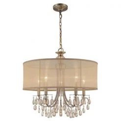 Hampton 5-Light Antique Brass Shaded Chandelier with Silk Shade by Crystorama -Crystorama popular store antique brass crystorama chandeliers 5625 ab c3 1000
