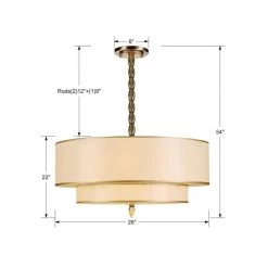 Luxo 5-Light Antique Brass Shaded Chandelier with Silk Shade by Crystorama -Crystorama popular store antique brass crystorama chandeliers 9507 ab 1f 1000