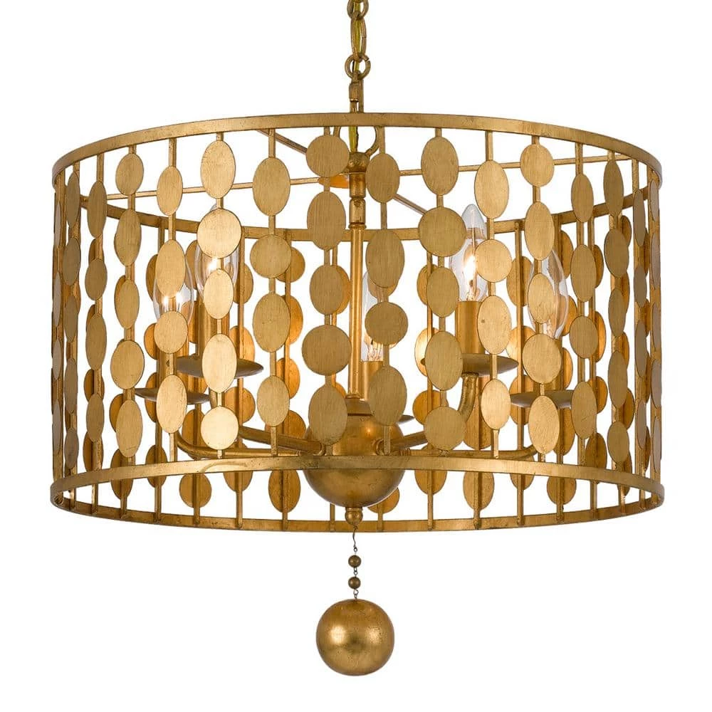 Layla 5-Light Antique Gold Chandelier by Crystorama 3 Layla 5-Light Antique Gold Chandelier by Crystorama