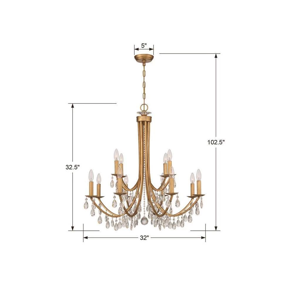 Bridgehampton 12-Light Antique Gold Crystal Chandelier by Crystorama 7 Bridgehampton 12-Light Antique Gold Crystal Chandelier by Crystorama - Image 5
