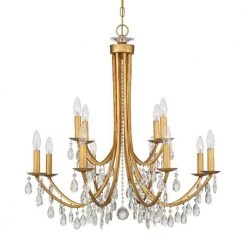 Bridgehampton 12-Light Antique Gold Crystal Chandelier by Crystorama