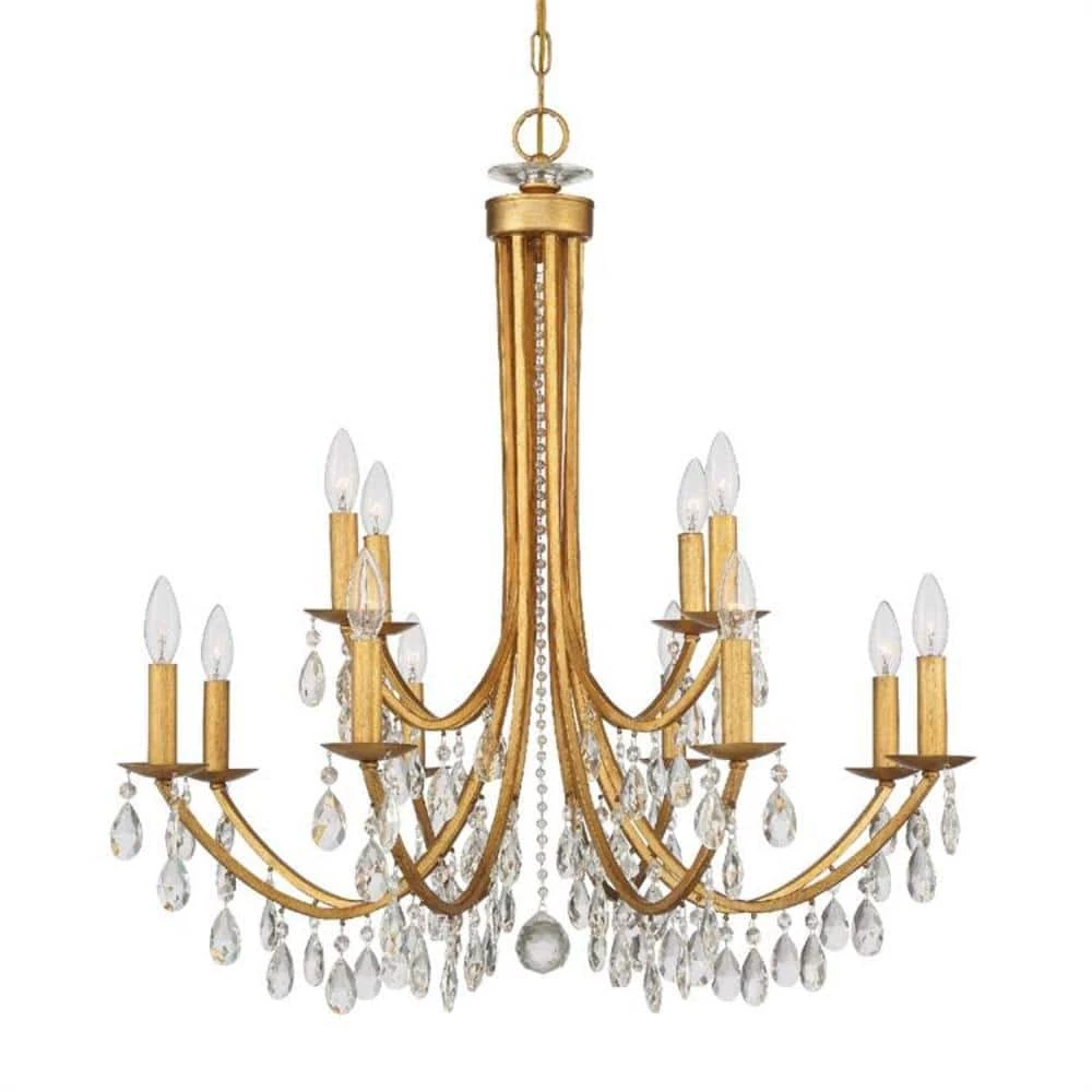 Bridgehampton 12-Light Antique Gold Crystal Chandelier by Crystorama 3 Bridgehampton 12-Light Antique Gold Crystal Chandelier by Crystorama