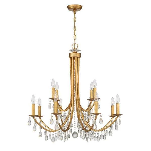 Bridgehampton 12-Light Antique Gold Crystal Chandelier by Crystorama 4 Bridgehampton 12-Light Antique Gold Crystal Chandelier by Crystorama - Image 2