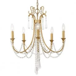 Arcadia 5-Light Antique Gold Crystal Chandelier by Crystorama