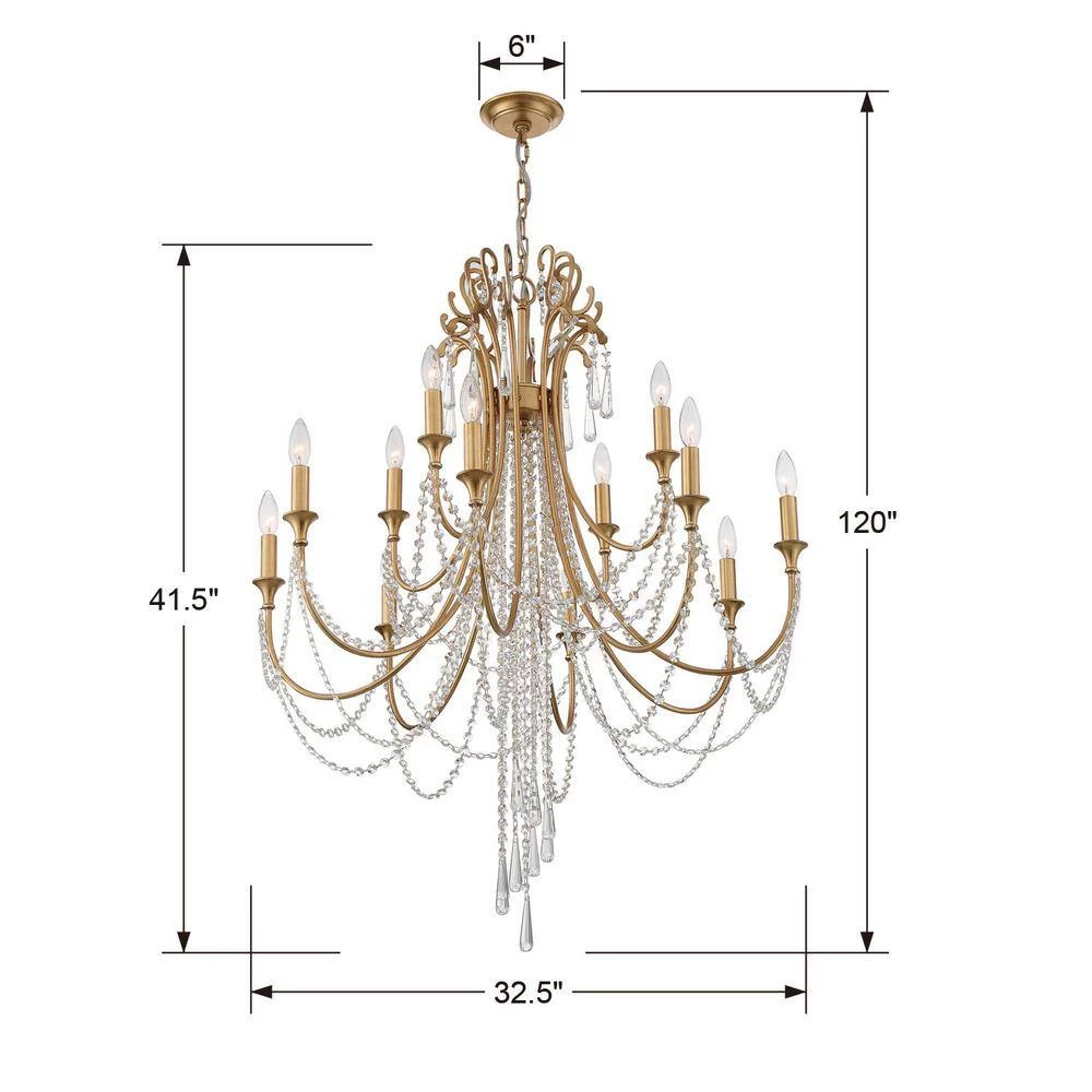 Arcadia 12-Light Antique Gold Crystal Chandelier by Crystorama 7 Arcadia 12-Light Antique Gold Crystal Chandelier by Crystorama - Image 5