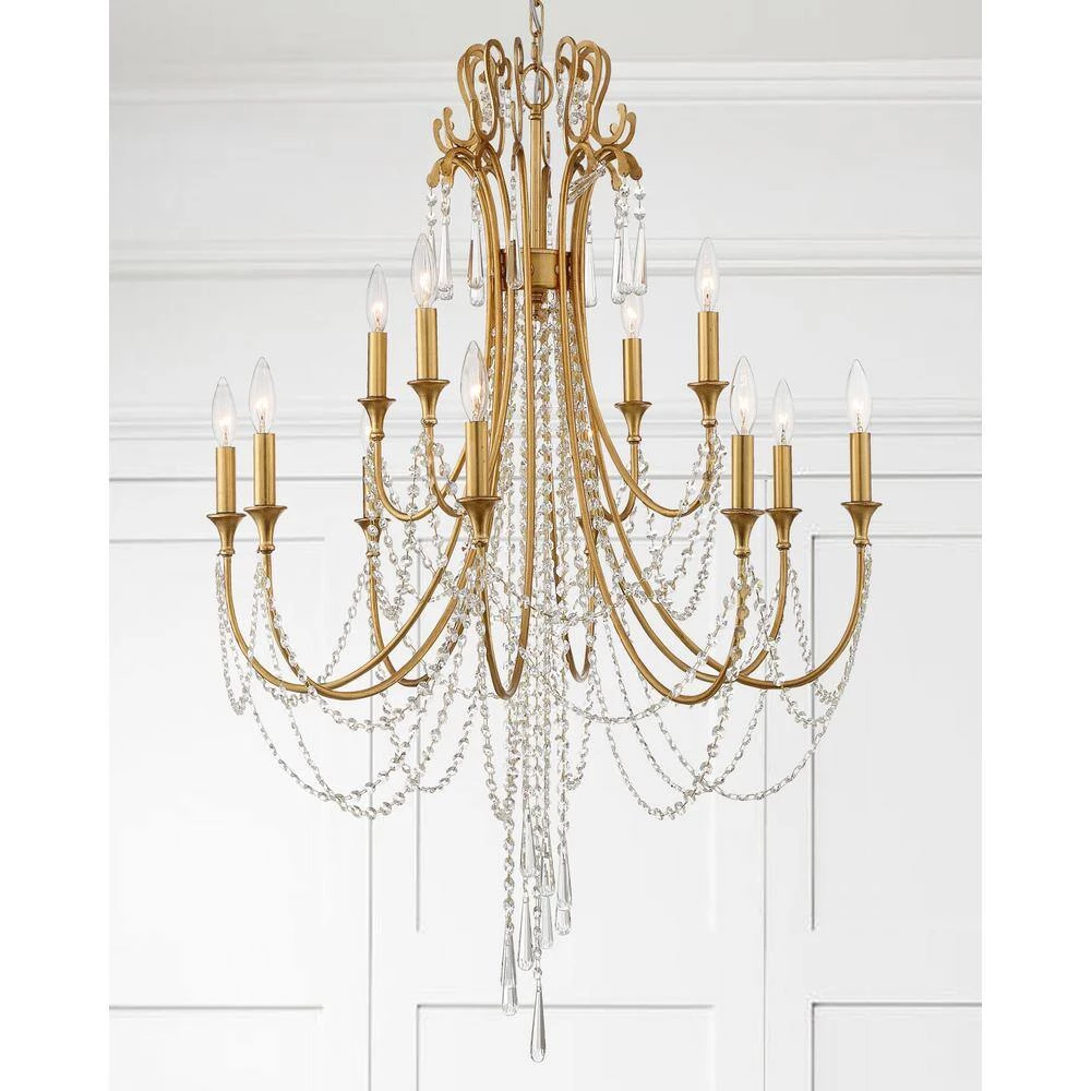Arcadia 12-Light Antique Gold Crystal Chandelier by Crystorama 9 Arcadia 12-Light Antique Gold Crystal Chandelier by Crystorama - Image 7