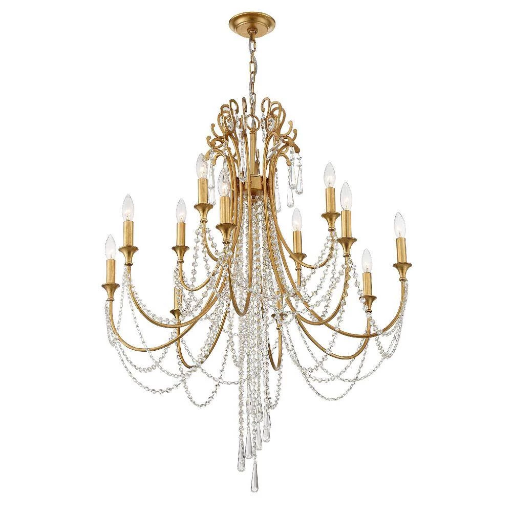 Arcadia 12-Light Antique Gold Crystal Chandelier by Crystorama 4 Arcadia 12-Light Antique Gold Crystal Chandelier by Crystorama - Image 2