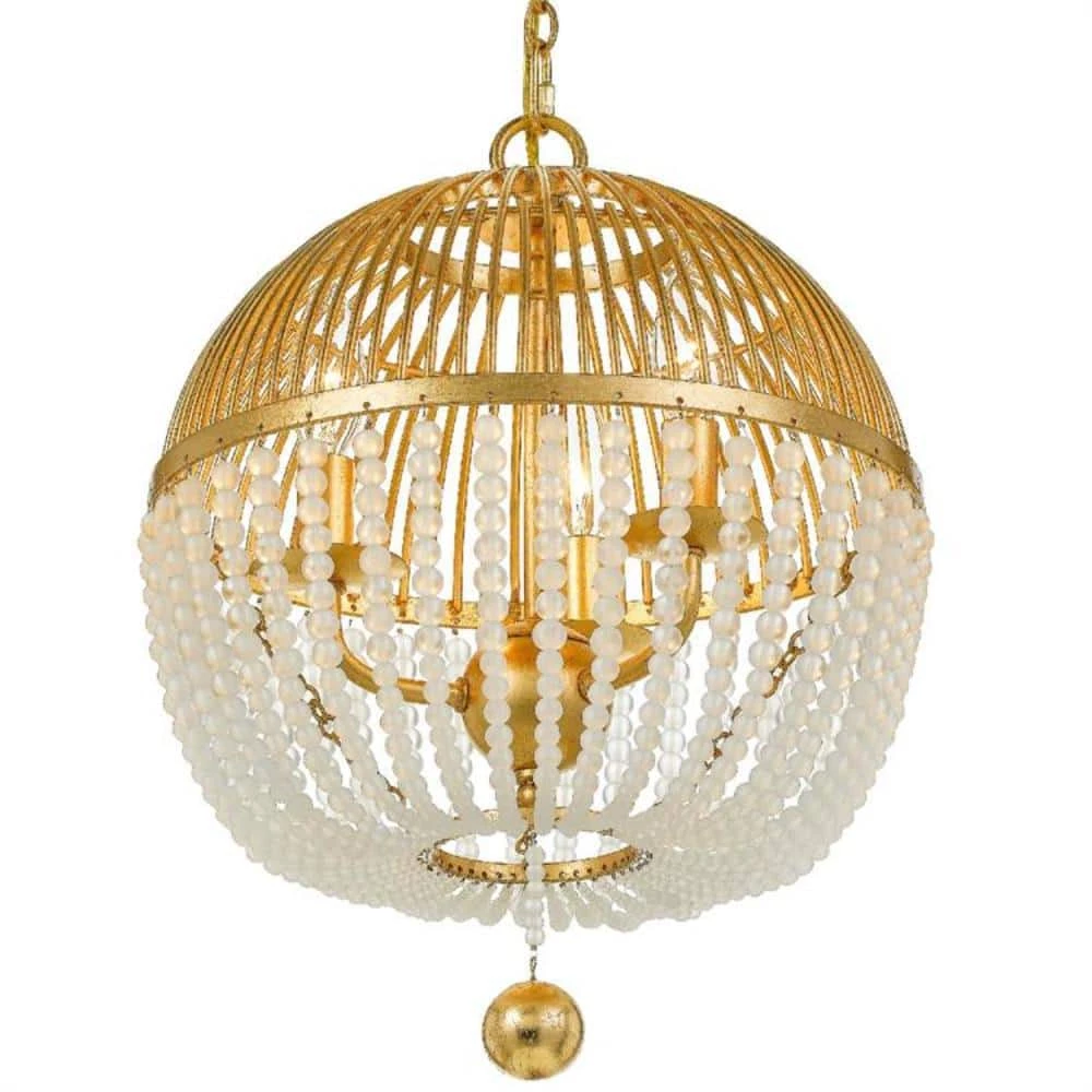 Duval 3-Light Antique Gold Cage Chandelier by Crystorama 3 Duval 3-Light Antique Gold Cage Chandelier by Crystorama
