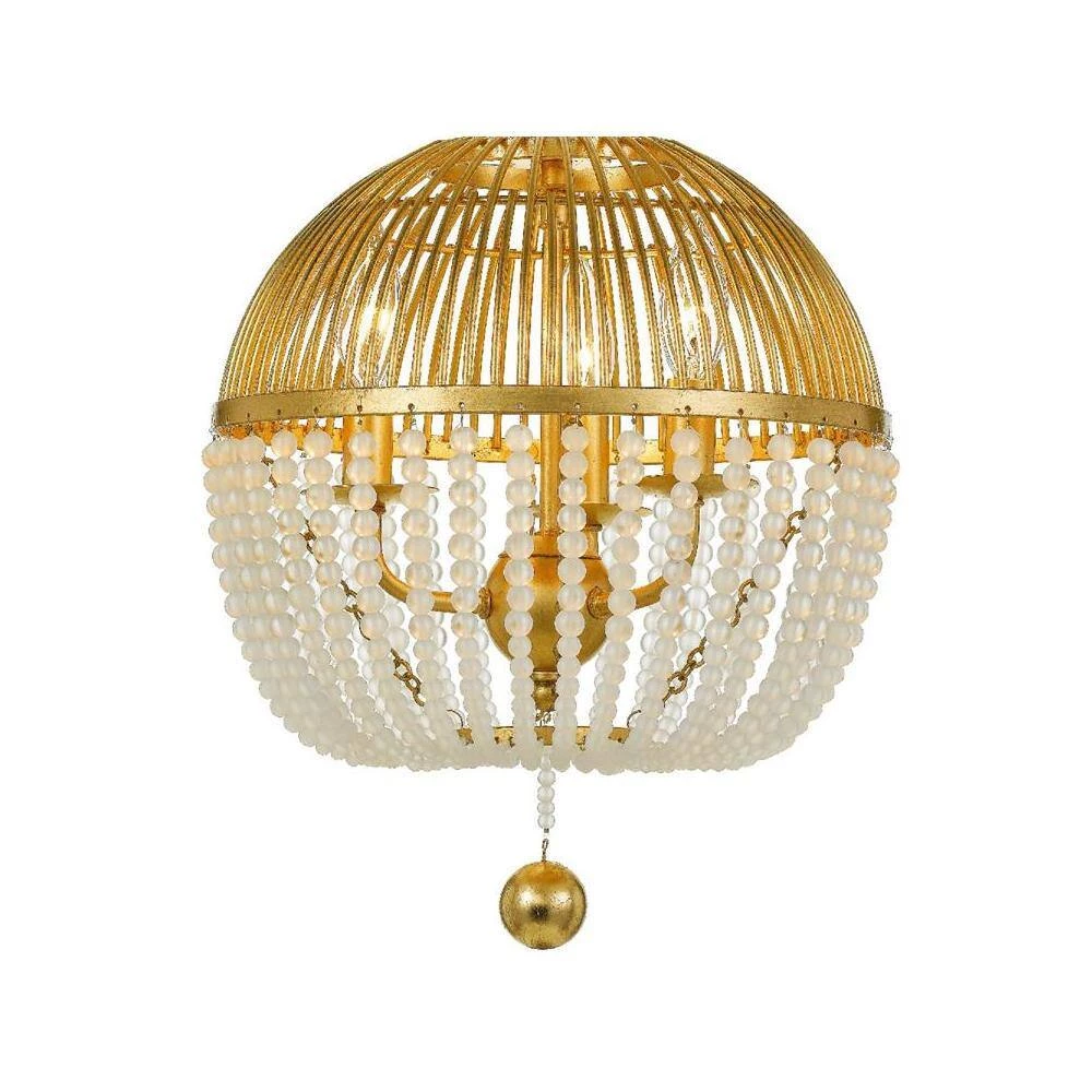 Duval 3-Light Antique Gold Cage Chandelier by Crystorama 8 Duval 3-Light Antique Gold Cage Chandelier by Crystorama - Image 6