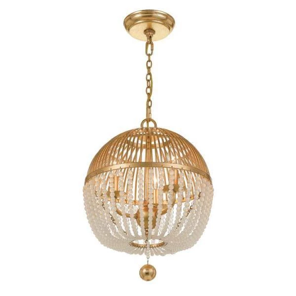 Duval 3-Light Antique Gold Cage Chandelier by Crystorama 4 Duval 3-Light Antique Gold Cage Chandelier by Crystorama - Image 2