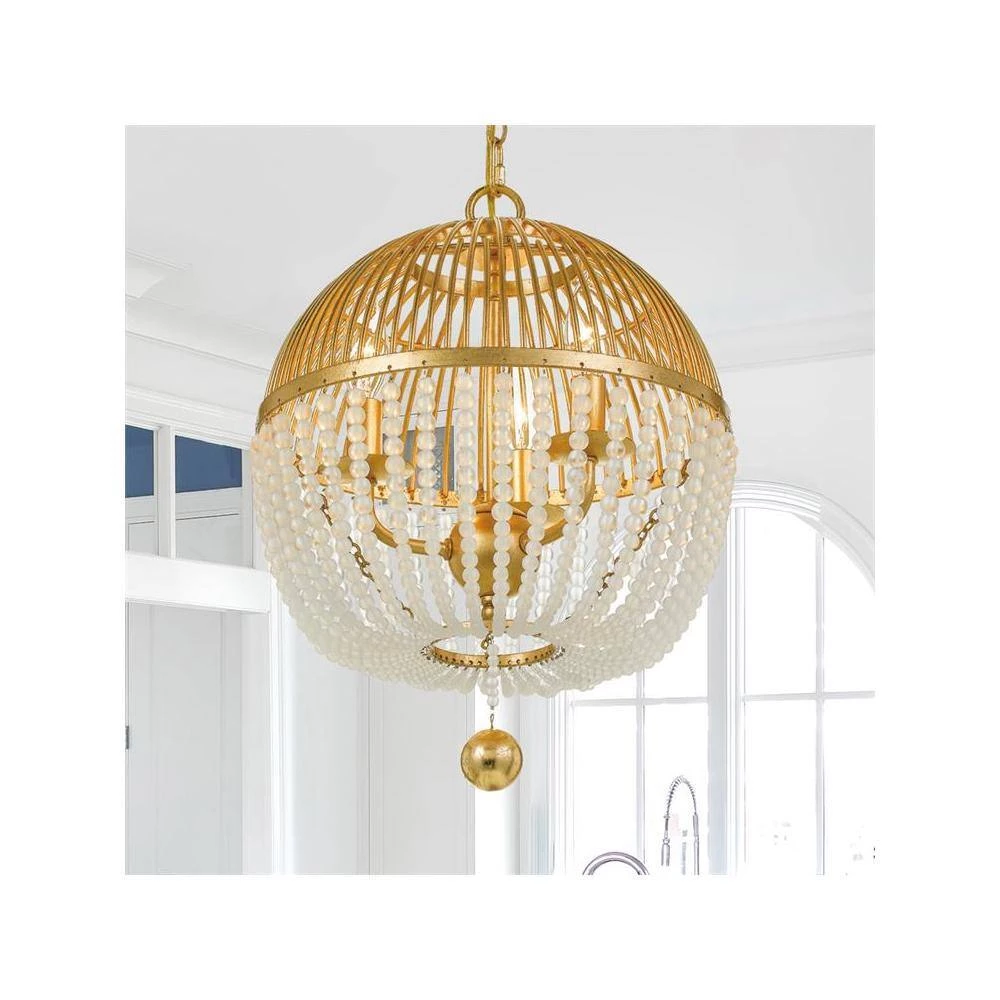 Duval 3-Light Antique Gold Cage Chandelier by Crystorama 7 Duval 3-Light Antique Gold Cage Chandelier by Crystorama - Image 5