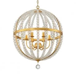 Roxy 6-Light Antique Gold Cage Chandelier by Crystorama