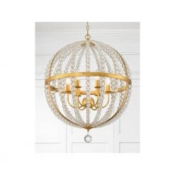 Roxy 6-Light Antique Gold Cage Chandelier by Crystorama -Crystorama popular store antique gold crystorama chandeliers rox a9006 ga 76 1000