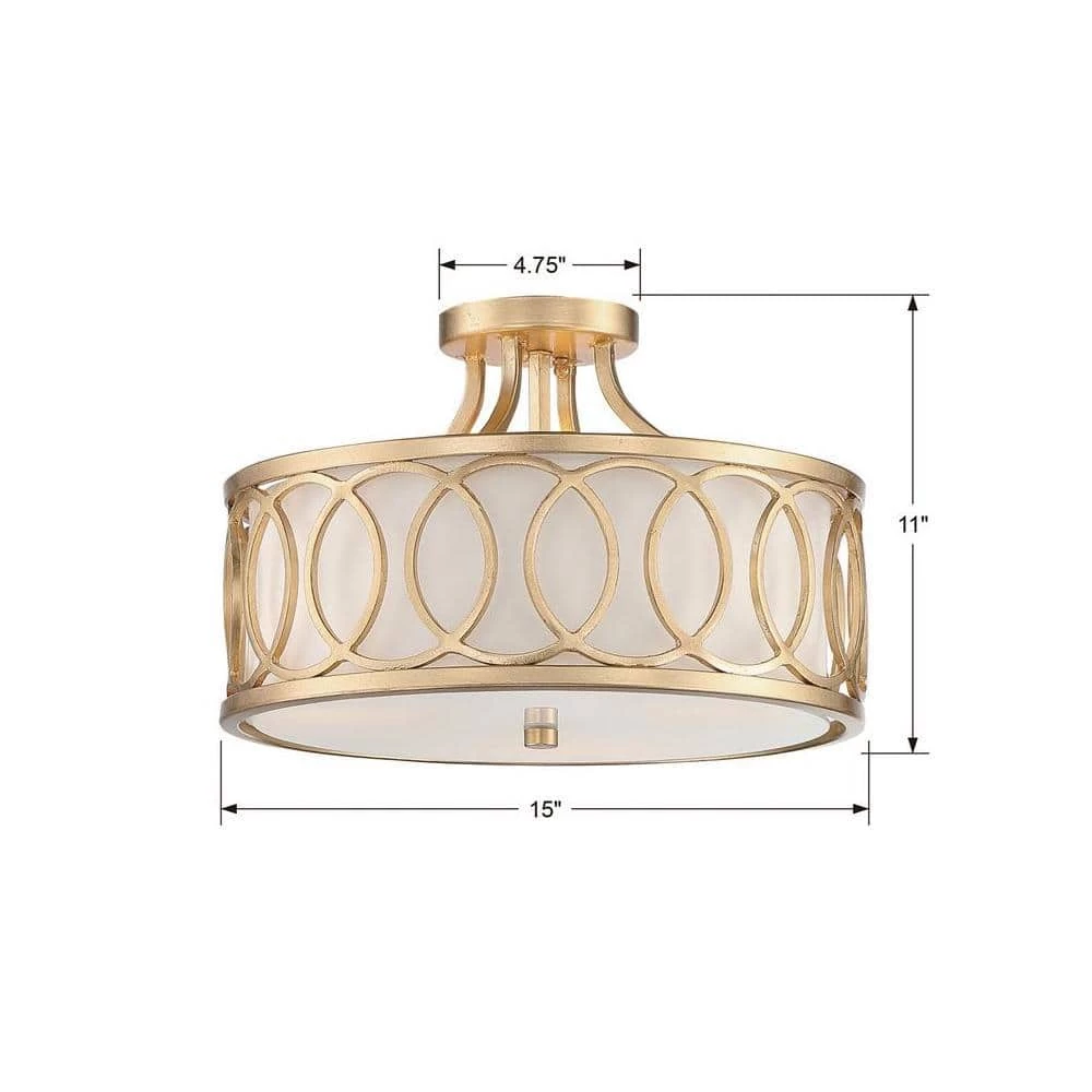 Graham 15 in 3-Light Antique Gold Flush Mount by Crystorama 7 Graham 15 in 3-Light Antique Gold Flush Mount by Crystorama - Image 5