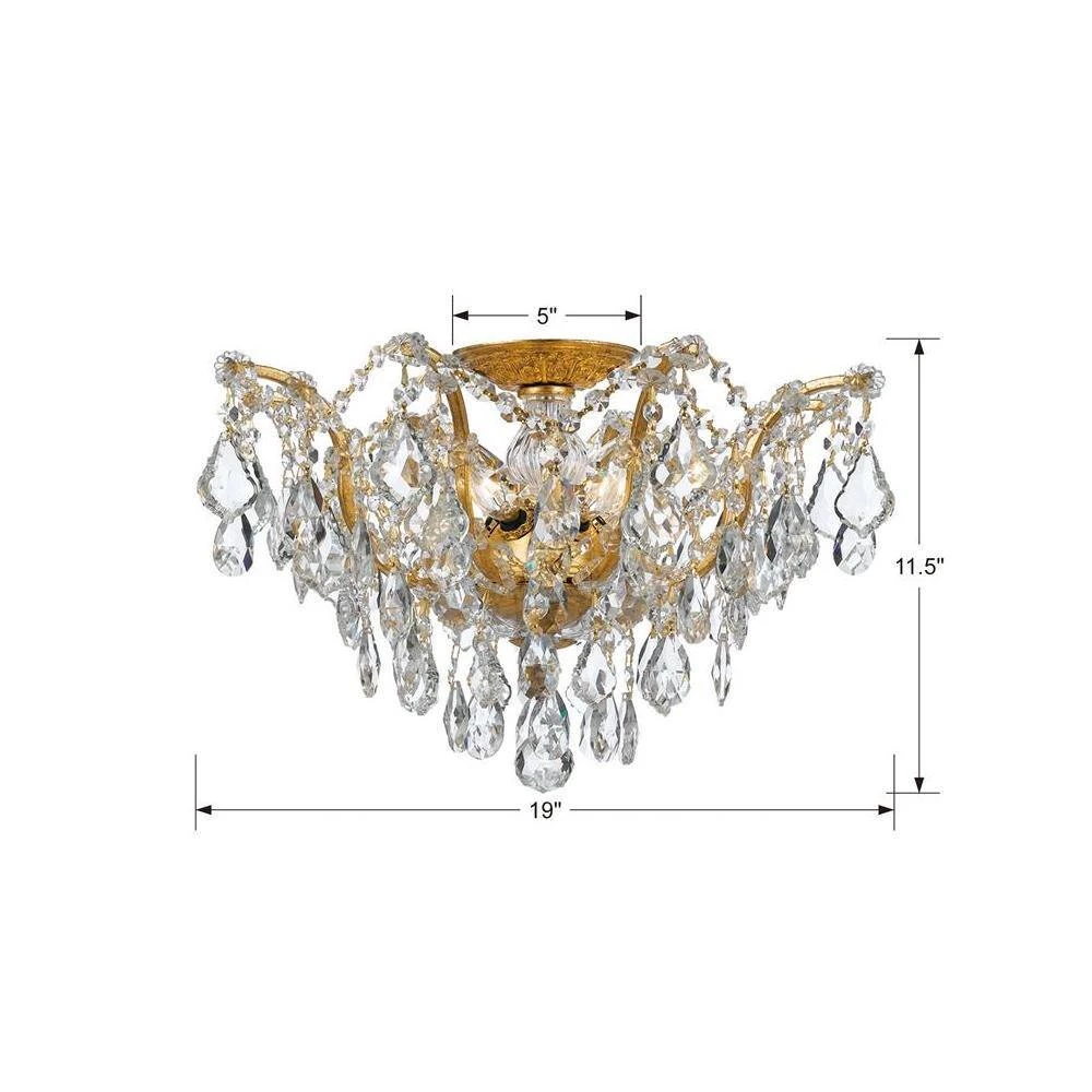 Filmore 19 in. 5-Light Antique Gold Semi-Flush Mount by Crystorama 7 Filmore 19 in. 5-Light Antique Gold Semi-Flush Mount by Crystorama - Image 5