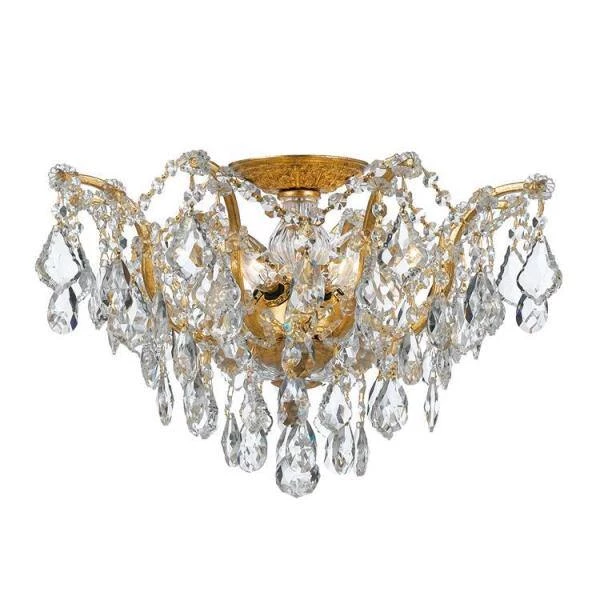 Filmore 19 in. 5-Light Antique Gold Semi-Flush Mount by Crystorama 4 Filmore 19 in. 5-Light Antique Gold Semi-Flush Mount by Crystorama - Image 2