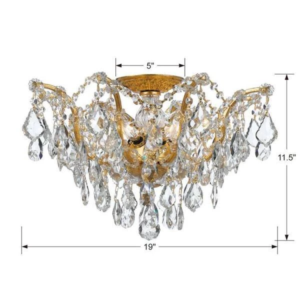 Filmore 19 in. 5-Light Antique Gold Semi-Flush Mount by Crystorama 7 Filmore 19 in. 5-Light Antique Gold Semi-Flush Mount by Crystorama - Image 5