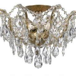 Filmore 19 in. 5-Light Antique Gold Semi-Flush Mount by Crystorama