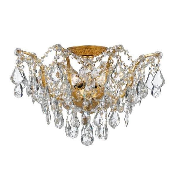 Filmore 19 in. 5-Light Antique Gold Semi-Flush Mount by Crystorama 4 Filmore 19 in. 5-Light Antique Gold Semi-Flush Mount by Crystorama - Image 2