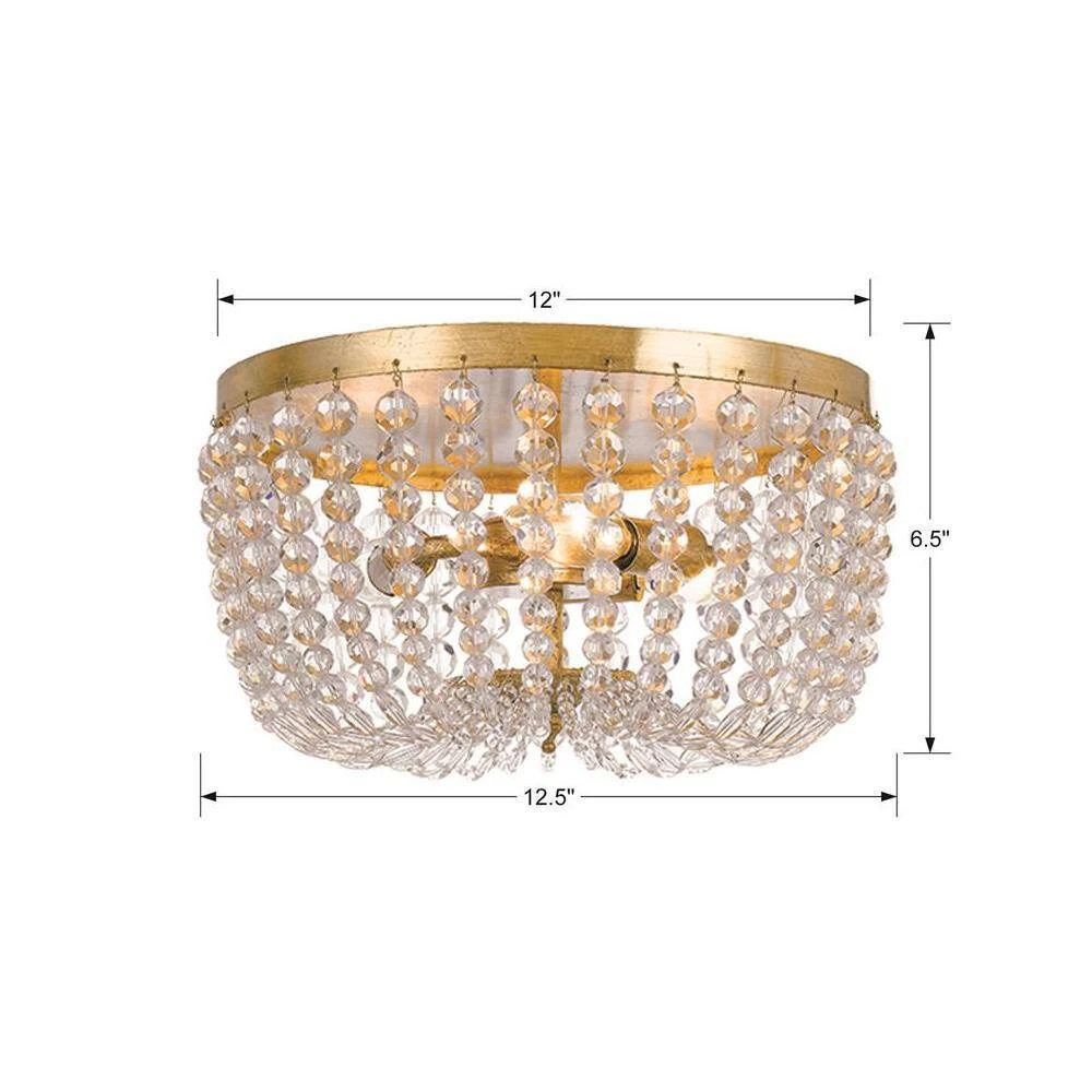 Rylee 12.5 in 3-Light Antique Gold Flush Mount by Crystorama 6 Rylee 12.5 in 3-Light Antique Gold Flush Mount by Crystorama - Image 4