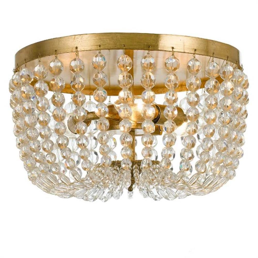 Rylee 12.5 in 3-Light Antique Gold Flush Mount by Crystorama 3 Rylee 12.5 in 3-Light Antique Gold Flush Mount by Crystorama