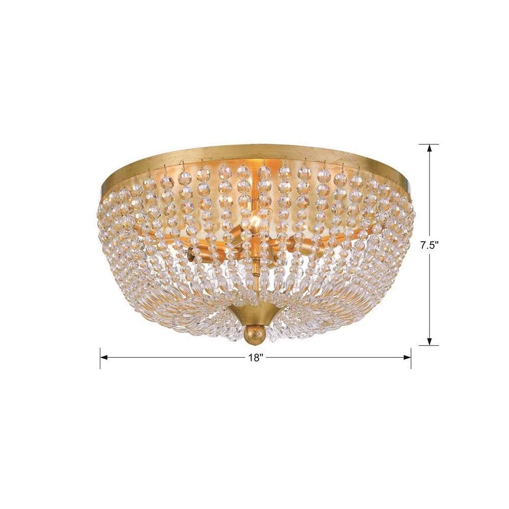 Rylee 18.5 in. 4-Light Antique Gold Flush Mount by Crystorama 6 Rylee 18.5 in. 4-Light Antique Gold Flush Mount by Crystorama - Image 4