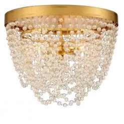 Fiona 13.75 in. 3-Light Antique Gold Flush Mount by Crystorama