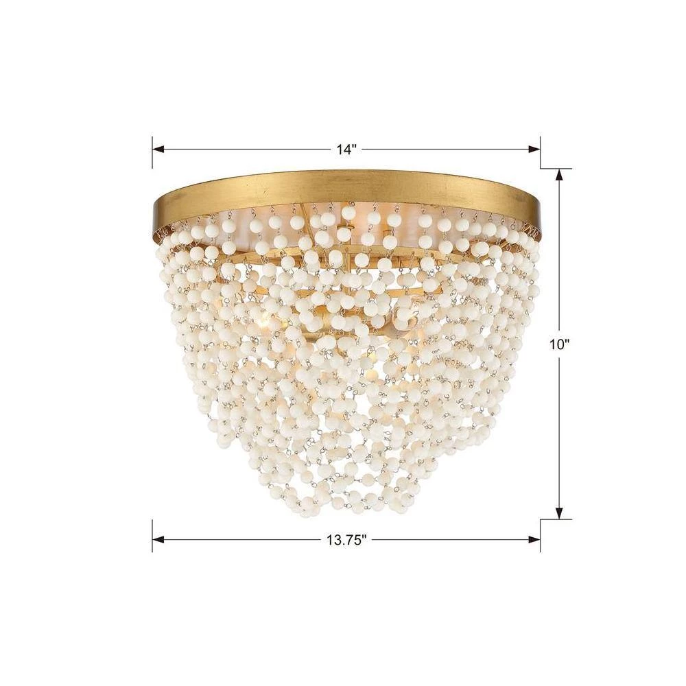 Fiona 13.75 in. 3-Light Antique Gold Flush Mount by Crystorama 5 Fiona 13.75 in. 3-Light Antique Gold Flush Mount by Crystorama - Image 3