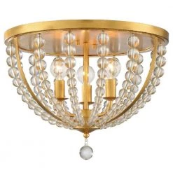 Roxy 16.5 in. 3-Light Antique Gold Flush Mount by Crystorama