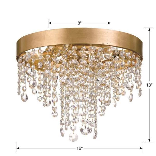 Winham 16 in 4-Light Antique Gold Flush Mount by Crystorama 4 Winham 16 in 4-Light Antique Gold Flush Mount by Crystorama - Image 2