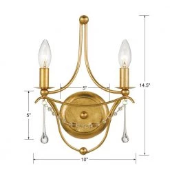 Metro 2-Light Antique Gold Sconce by Crystorama -Crystorama popular store antique gold crystorama vanity lighting 422 ga 4f 1000