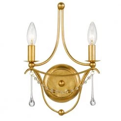 Metro 2-Light Antique Gold Sconce by Crystorama
