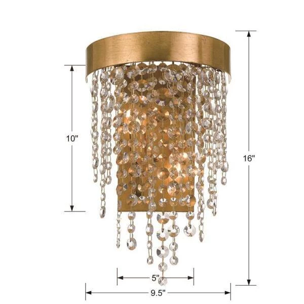 Winham 2-Light Antique Gold Sconce by Crystorama 4 Winham 2-Light Antique Gold Sconce by Crystorama - Image 2