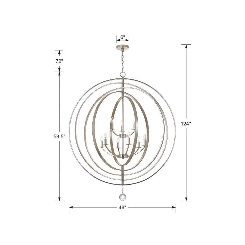 Luna 9-Light Antique Silver Cage Chandelier by Crystorama 6 Luna 9-Light Antique Silver Cage Chandelier by Crystorama - Image 4