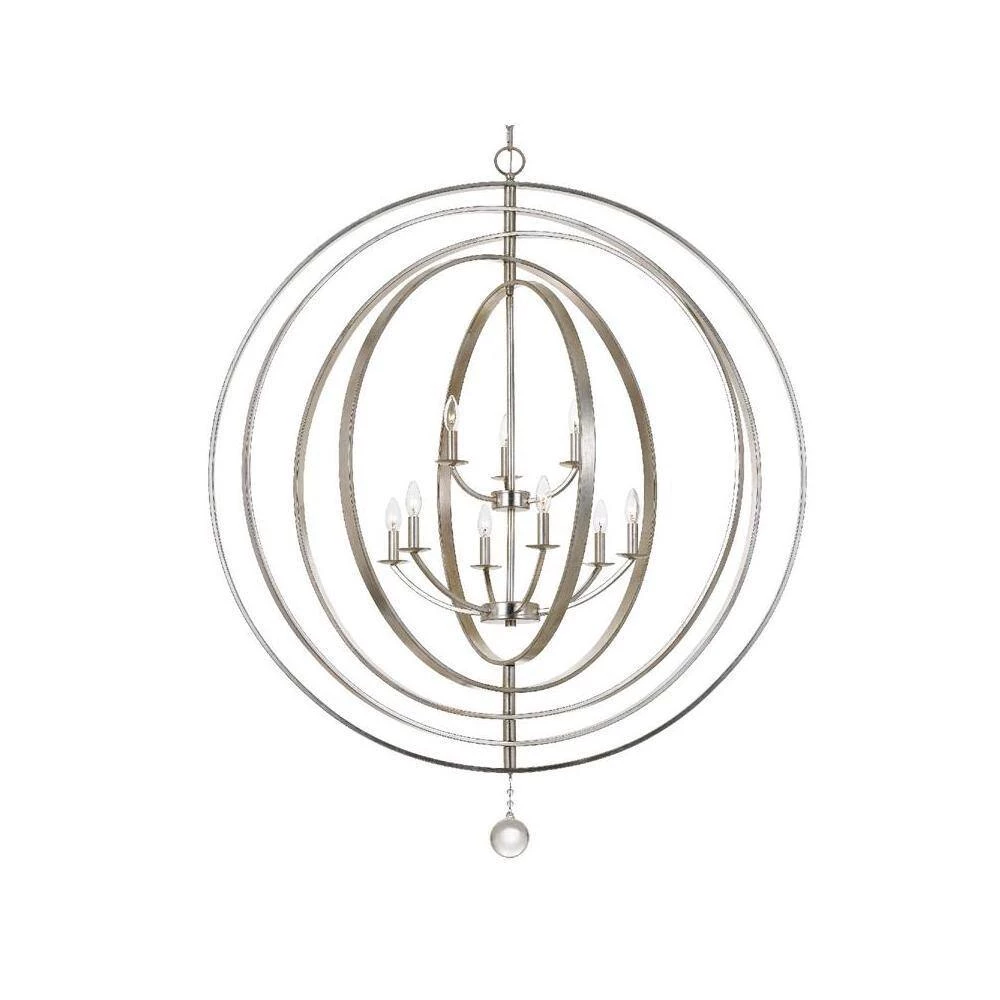 Luna 9-Light Antique Silver Cage Chandelier by Crystorama 5 Luna 9-Light Antique Silver Cage Chandelier by Crystorama - Image 3