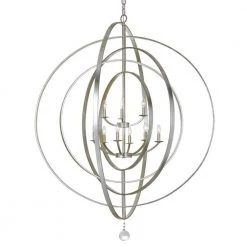 Luna 9-Light Antique Silver Cage Chandelier by Crystorama