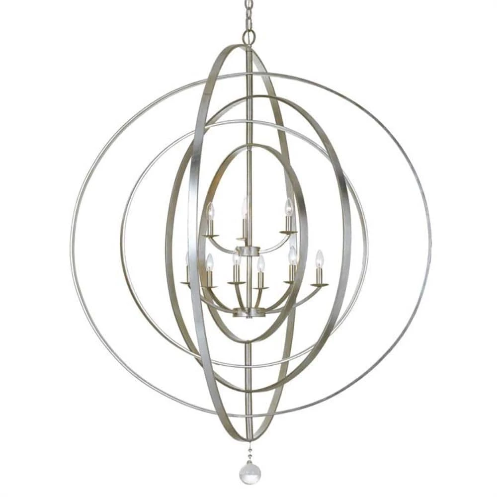 Luna 9-Light Antique Silver Cage Chandelier by Crystorama 3 Luna 9-Light Antique Silver Cage Chandelier by Crystorama