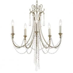 Arcadia 5-Light Antique Silver Crystal Chandelier by Crystorama