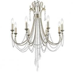 Arcadia 8-Light Antique Silver Crystal Chandelier by Crystorama