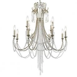 Arcadia 12-Light Antique Silver Crystal Chandelier by Crystorama
