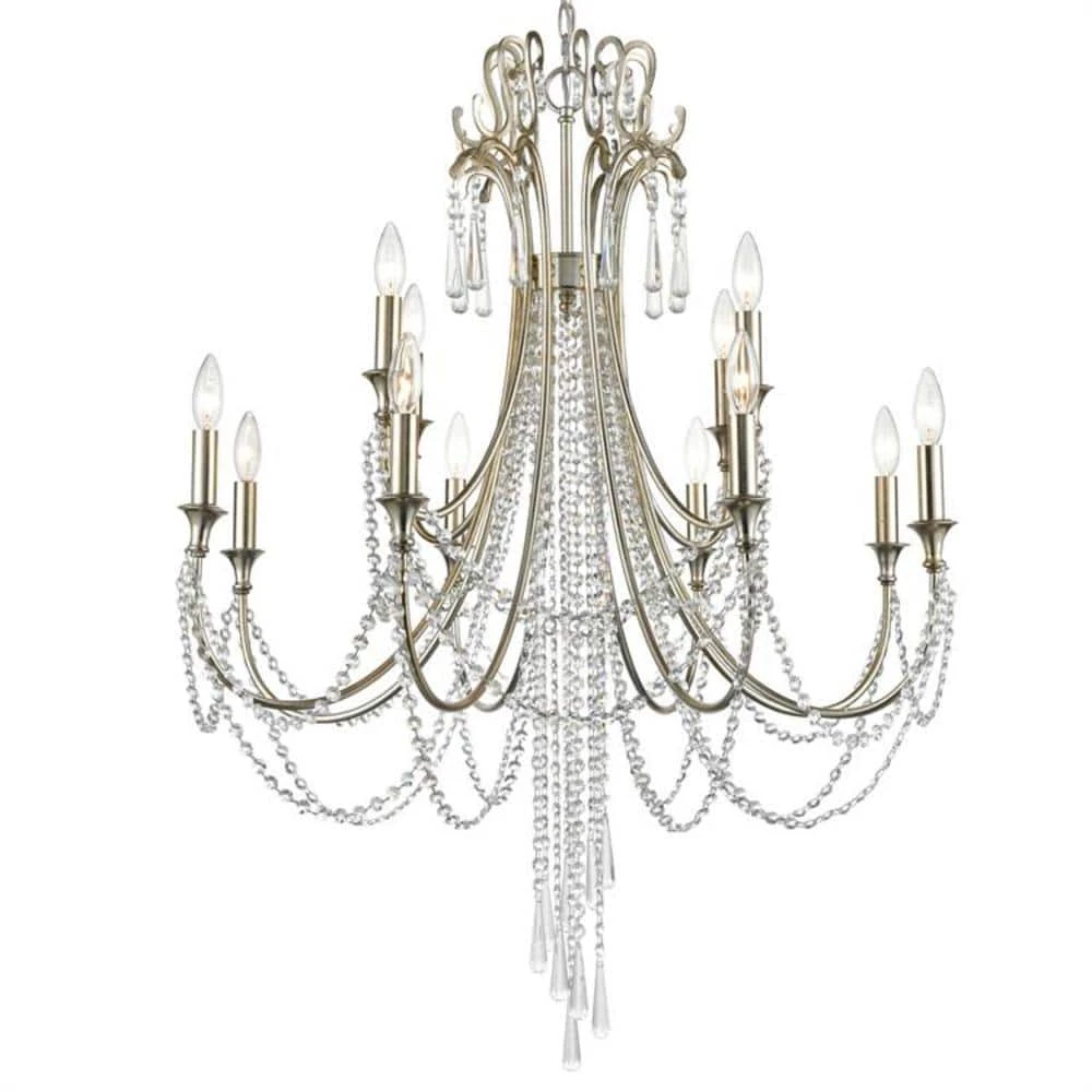 Arcadia 12-Light Antique Silver Crystal Chandelier by Crystorama 3 Arcadia 12-Light Antique Silver Crystal Chandelier by Crystorama