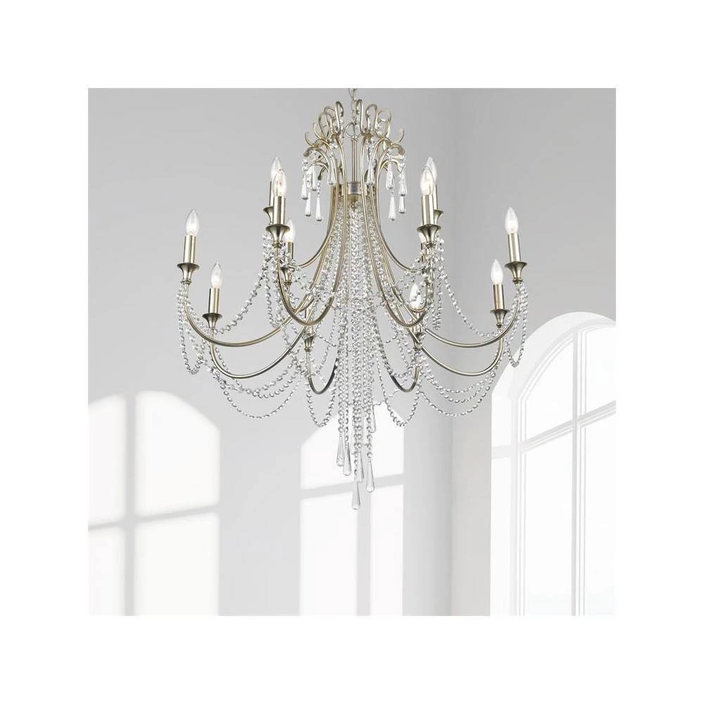Arcadia 12-Light Antique Silver Crystal Chandelier by Crystorama 8 Arcadia 12-Light Antique Silver Crystal Chandelier by Crystorama - Image 6