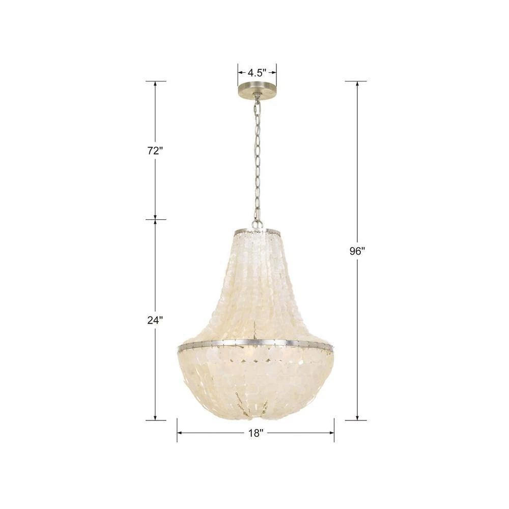 Brielle 6-Light Antique Silver Capiz Chandelier by Crystorama 7 Brielle 6-Light Antique Silver Capiz Chandelier by Crystorama - Image 5