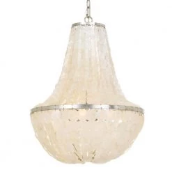 Brielle 6-Light Antique Silver Capiz Chandelier by Crystorama
